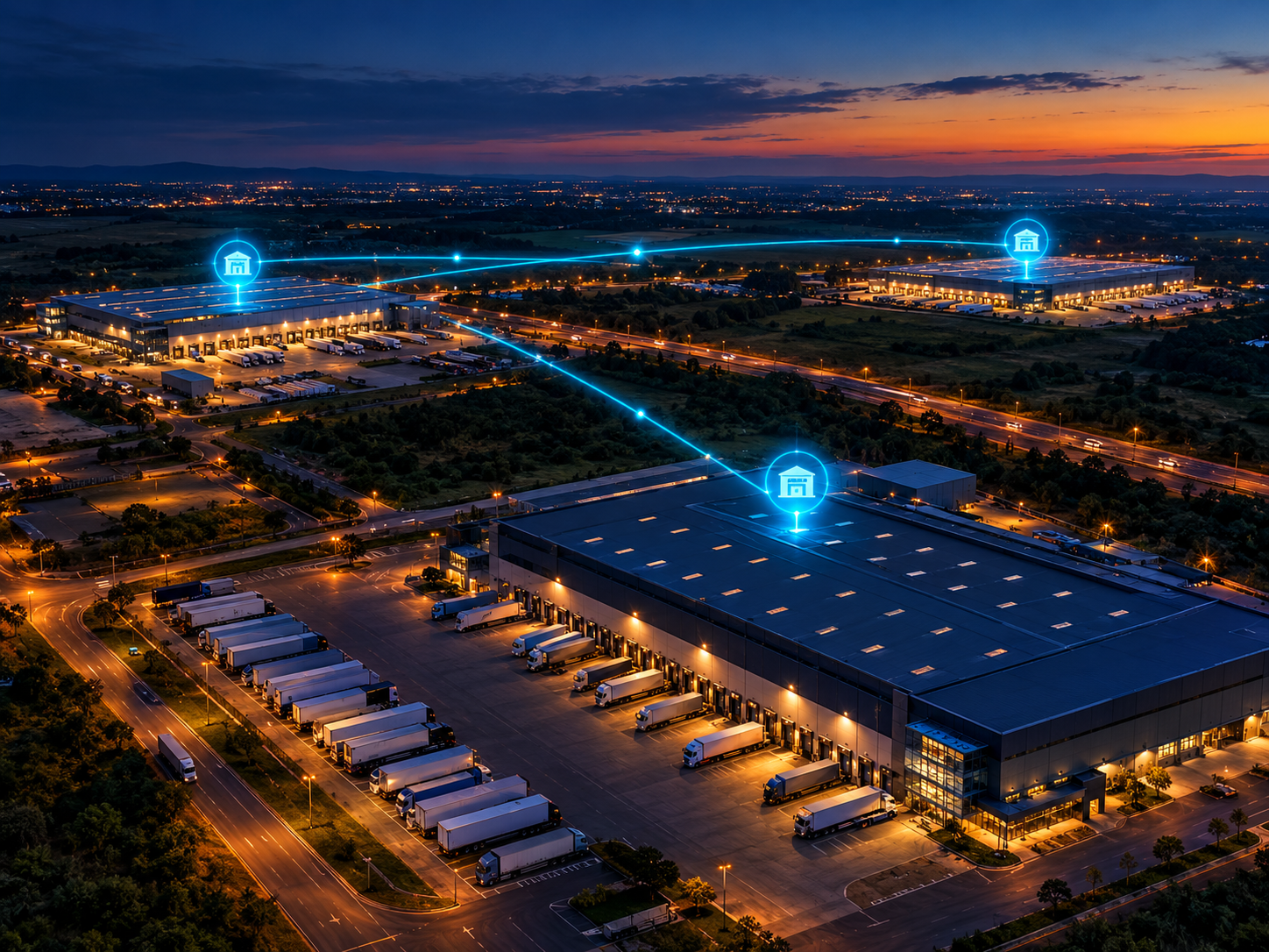 Distribution warehouse network illustrating macro-level logistics planning